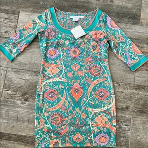 Gretchen Scott Magic Carpet scoop neck Colorful Floral Dress
